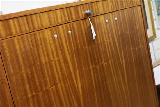 A modern sapele wood upright plan chest with fall front, containing a collection of 1:1250 scale Ordnance Survey, maps, W 3ft 1.25in H.